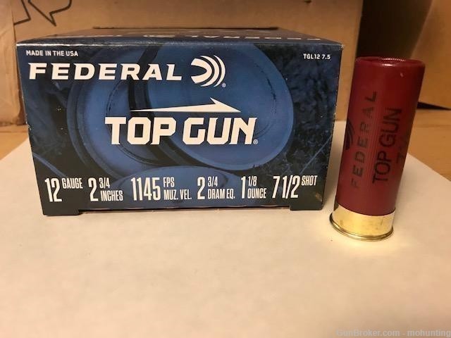 Federal Top Gun TGL1275 12ga 1 1/8oz 7.5shot 250 Rounds-img-0