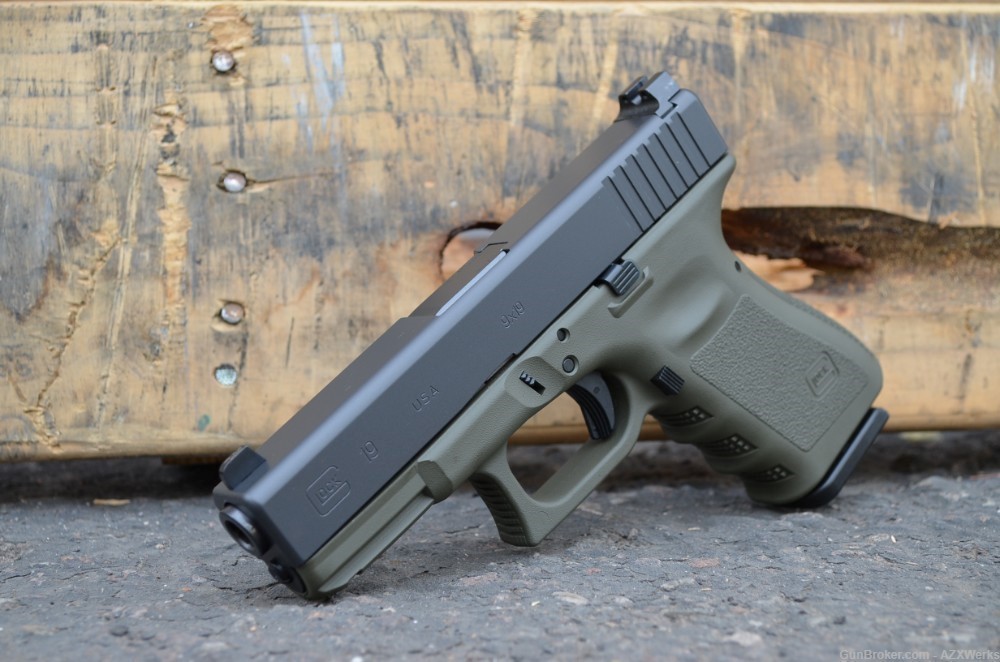 Glock 19 G3 X-Werks OD Green Trijicon HD Night Sights Gen 3 9mm-img-0