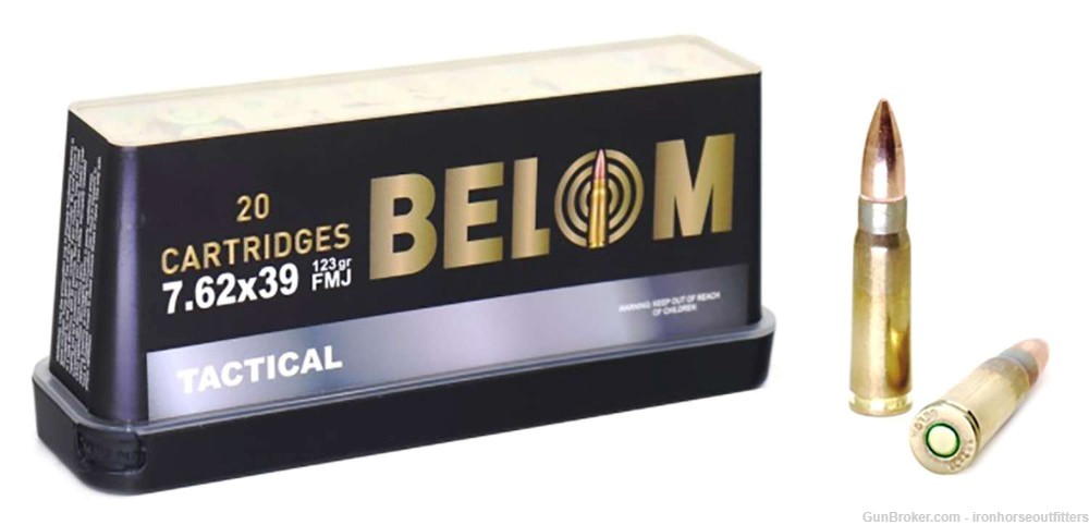 Belom Brass 7.62x39mm 123 Grain FMJ 20 Rounds-img-0