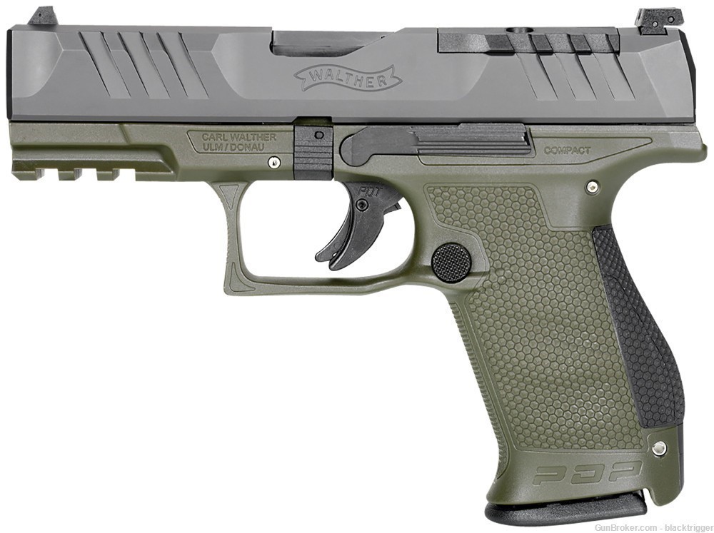 Walther 2858428 PDP Compact Optic Ready 9mm 4" 15+1 Green Finish Black Slid-img-2