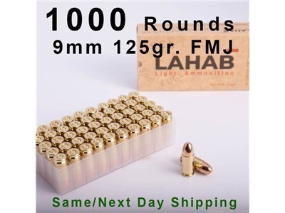 9mm 124gr. FMJ Ammo - 1000 Rounds