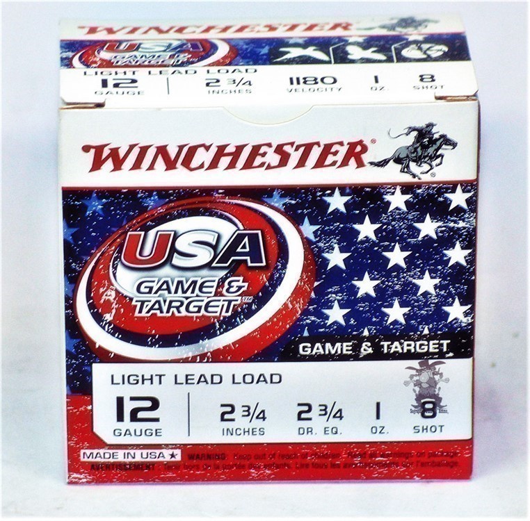 Winchester USA 12 Gauge 2¾"1oz No8 Shot 12ga Shells 12 ga Hunting 25 ROUNDS-img-1
