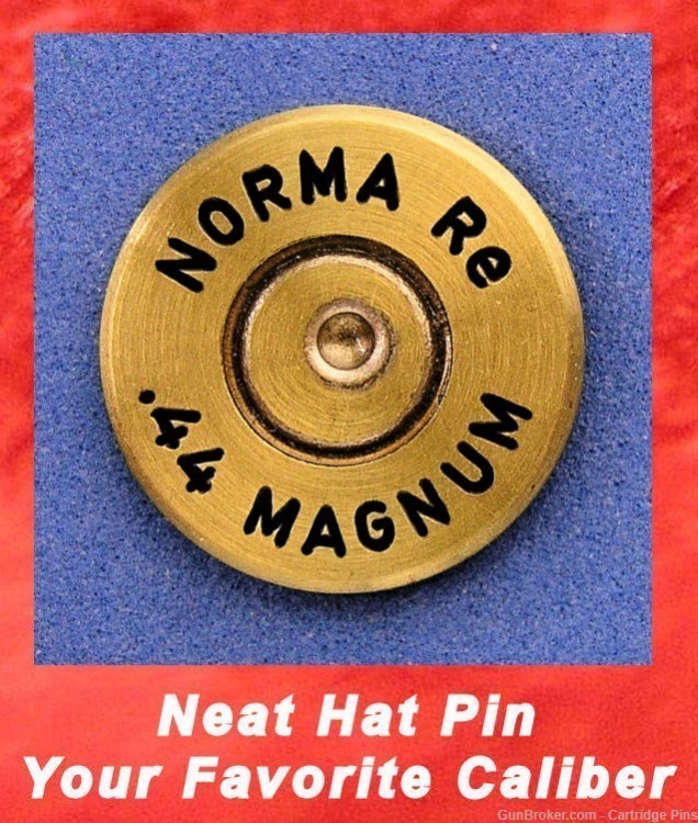 Norma Re 44 Magnum REM MAG Cartridge Hat Pin  Tie Tac  Ammo Bullet-img-0