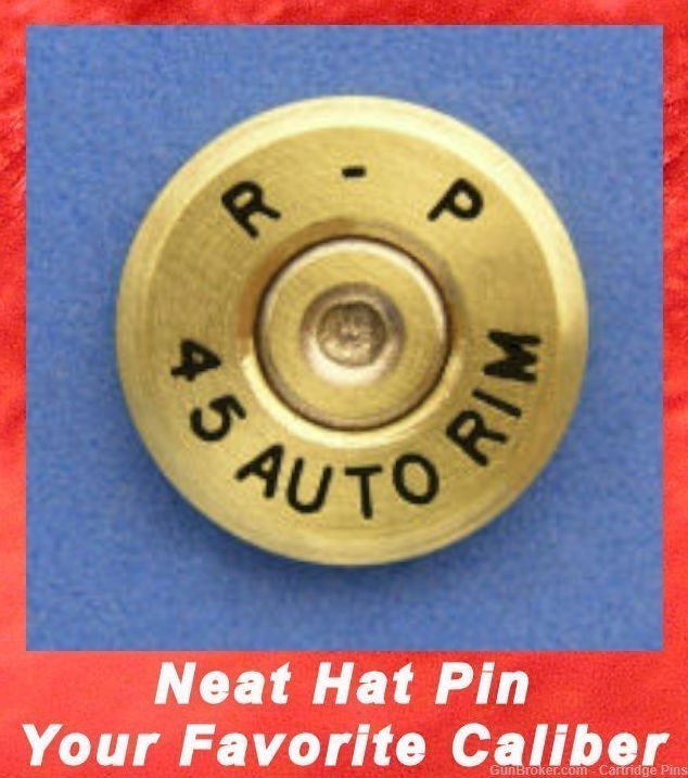 Remington R-P  45 Auto Rim Cartridge Hat Pin  Tie Tac  Ammo Bullet-img-0