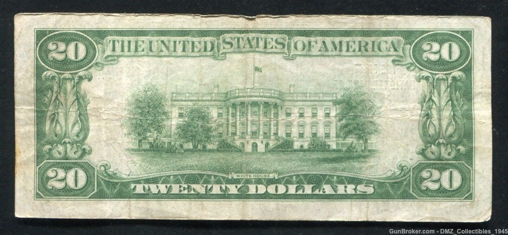 1929 US $20 National Currency Note Money w/ Andrew Jackson-img-1