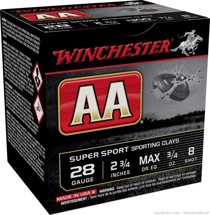Winchester AA 28 Gauge 2 3/4in 3/4oz Ammunition 8 Shot AASC288 - 25 Rounds-img-0