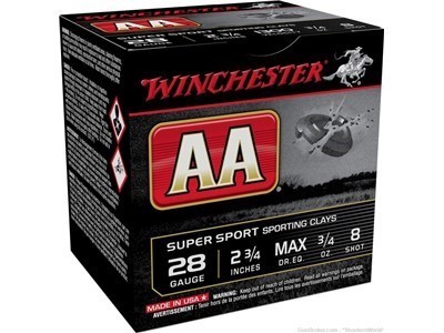 Winchester AA 28 Gauge 2 3/4in 3/4oz Ammunition 8 Shot AASC288 - 25 Rounds