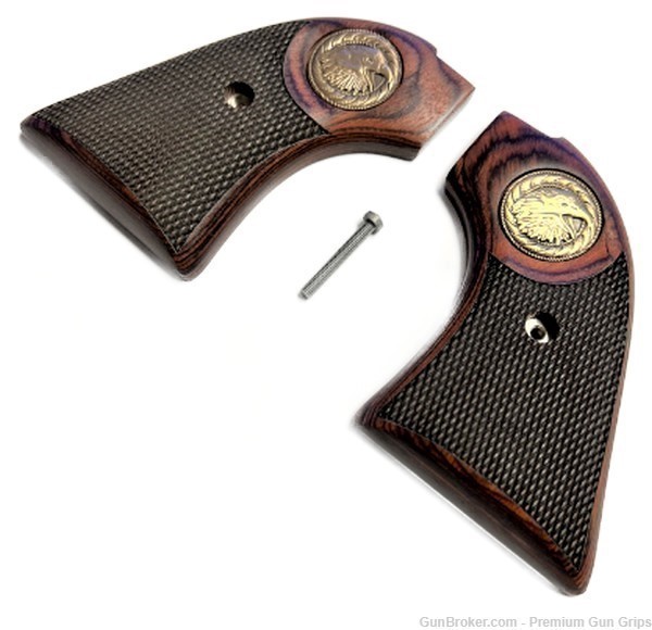 Heritage Arms Rough Rider Shot Grips Checkered Rosewood Eagle med-img-0