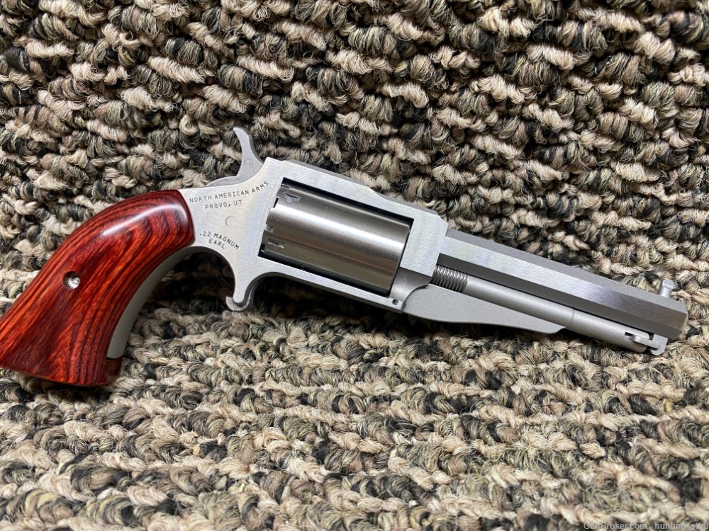 North American Arms 1860 Earl 22 WMR SS Finish Wood Grip 3" BBL 5 Shot-img-4