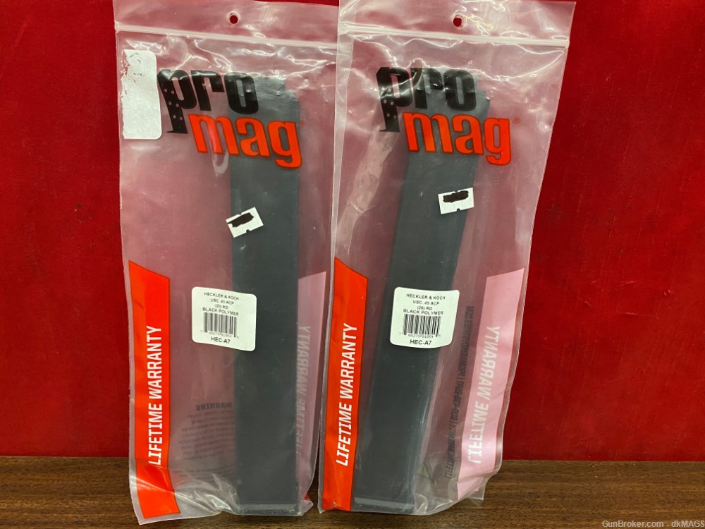 2 Pro-Mag Heckler & Koch USC .45acp 20rd Magazines Mags Clips-img-0