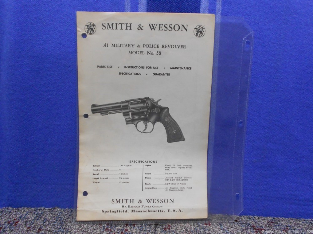 Original S&W Manual for Model 58 in .41 -img-0