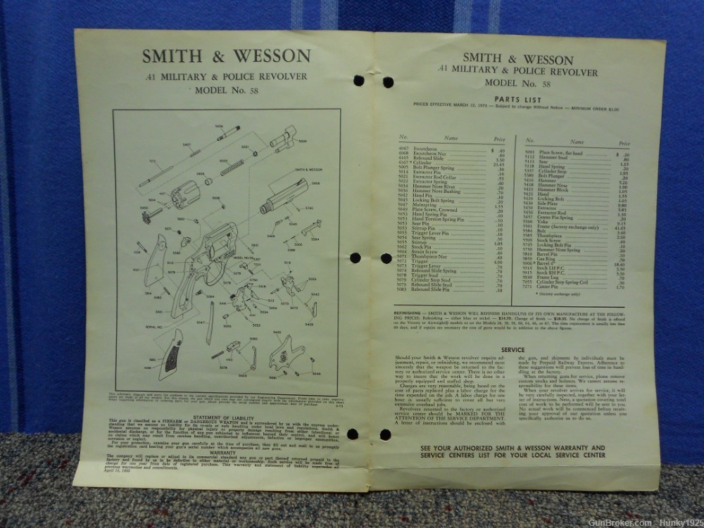 Original S&W Manual for Model 58 in .41 -img-1