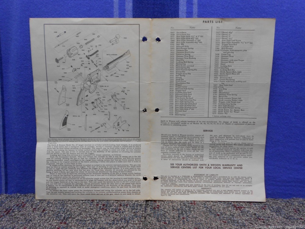Original S&W Manual for Model 27 .357 Mag 1955-img-1