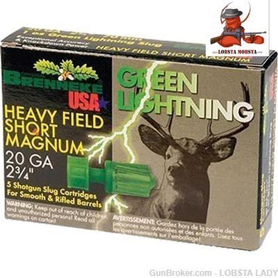 Brenneke USA Green Lightning 20 Ga. 2.75" 1392fps 546 gr Slug SL-202HFSGL-img-0