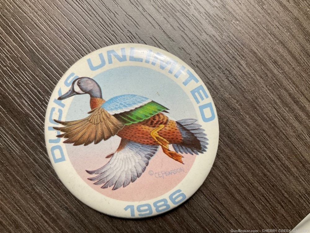Vintage ducks unlimited pin button 1986 hunting art du -img-0