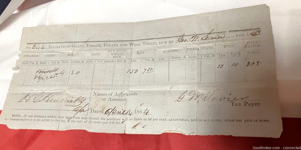 Civil War Confederate States Tax receipts for paid taxes-img-3