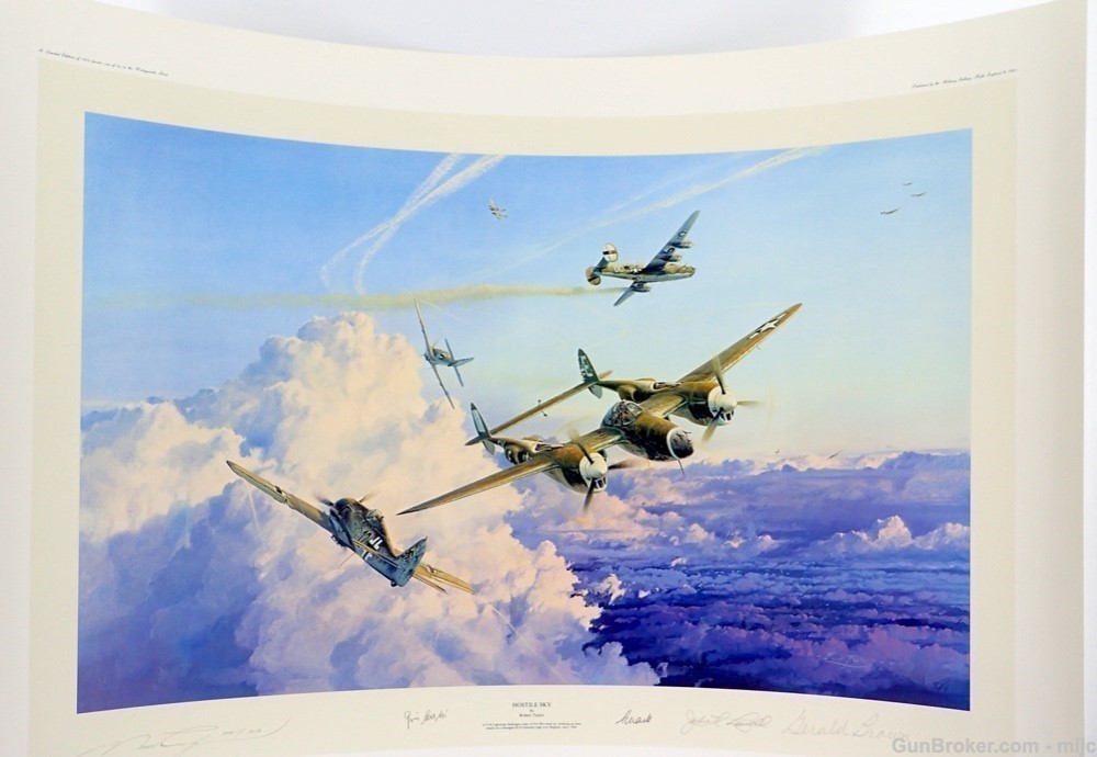 Hostile Sky ROBERT TAYLOR Ltd Ed with COA WWII Aviation Print P 38 B 24 -img-3