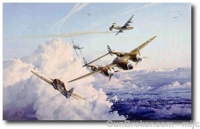 Hostile Sky ROBERT TAYLOR Ltd Ed with COA WWII Aviation Print P 38 B 24 -img-1
