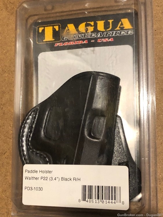 Walther P22 Tagua black leather right hand holster- 3.4” barrel-img-0