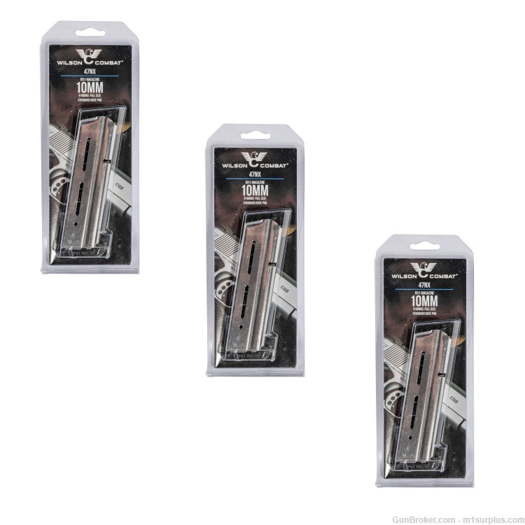 3 Pack Wilson Combat USA MADE 9rd 10mm Colt 1911 Stainless Steel Magazine-img-0