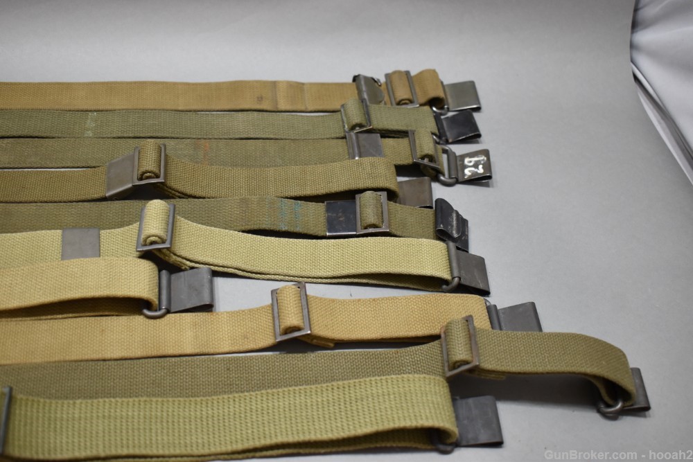 10 US M1 Garand Early Web Slings Some Dated MRT Narrow Keepers Flat Bands -img-4