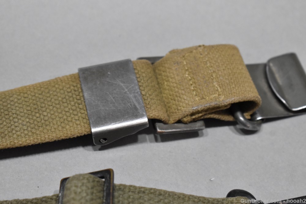 10 US M1 Garand Early Web Slings Some Dated MRT Narrow Keepers Flat Bands -img-24