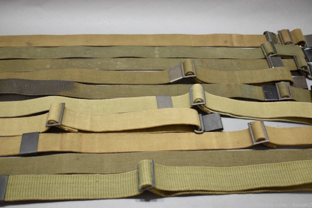 10 US M1 Garand Early Web Slings Some Dated MRT Narrow Keepers Flat Bands -img-3