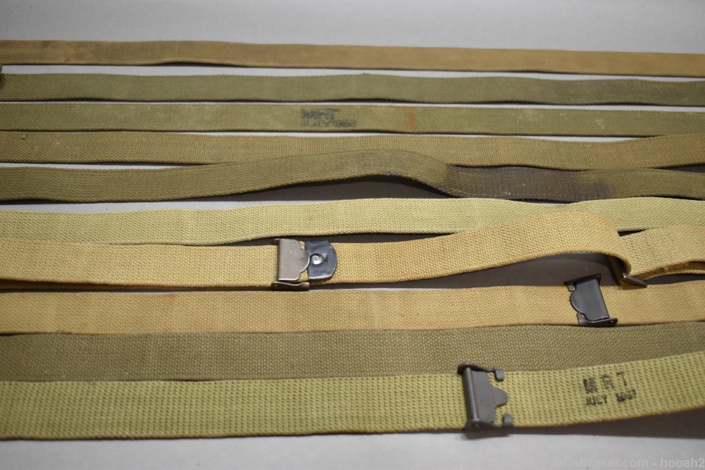 10 US M1 Garand Early Web Slings Some Dated MRT Narrow Keepers Flat Bands -img-7