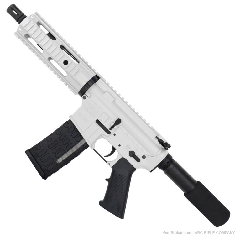 AR-15 Semi Auto .300 Blackout Tactical Pistol 7.5" Barrel 7"Quad Rail-White-img-1