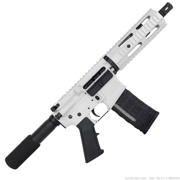 AR-15 Semi Auto .300 Blackout Tactical Pistol 7.5" Barrel 7"Quad Rail-White-img-0