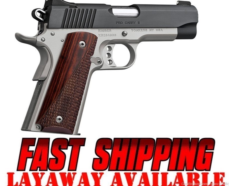 Kimber Pro Carry II Two Tone 1911 45acp 3200320 Blued 4" Layaway Available-img-0