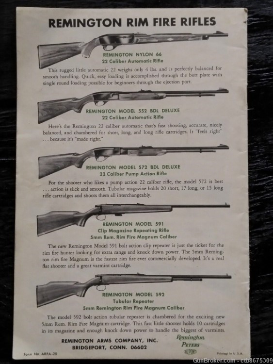Colt & Remington Peters1970 Hunting Rifle & Handgun Advertising Brochures -img-2