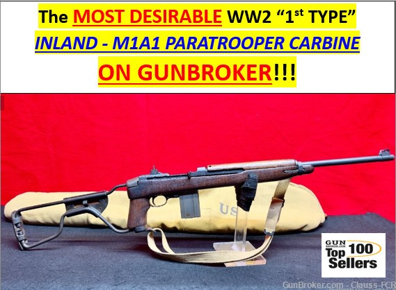 OMG! WW2 5-1943 U.S. Inland "1st TYPE" M1A1 PARATROOPER Carbine! 99% COND!-img-0