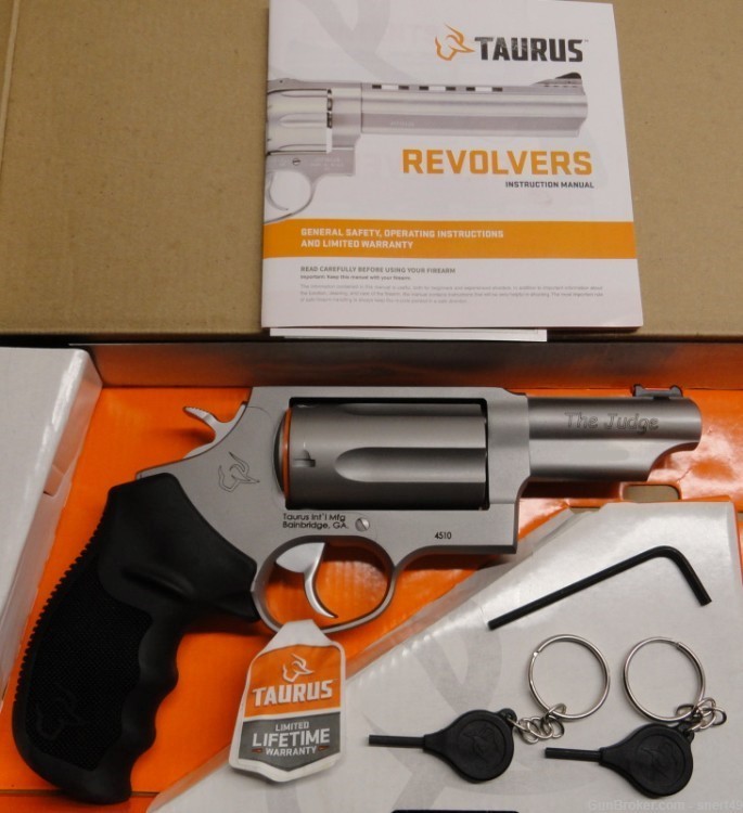 Taurus Judge 3” Bbl 45 Colt/410 2.5" Shells Matte SS Fiber Optic 2-441039T-img-4