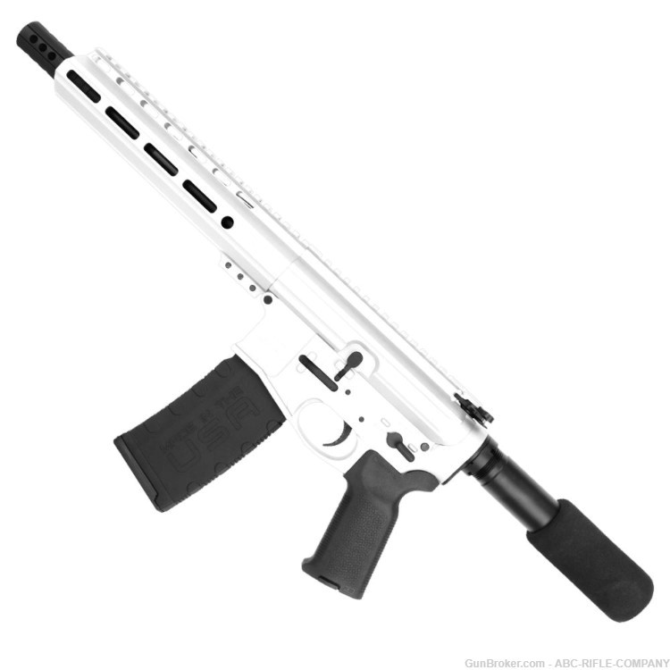 AR15 .300BLK Billet Pistol 8" Nitride Barrel 9" M-Lok Handguard White-img-0