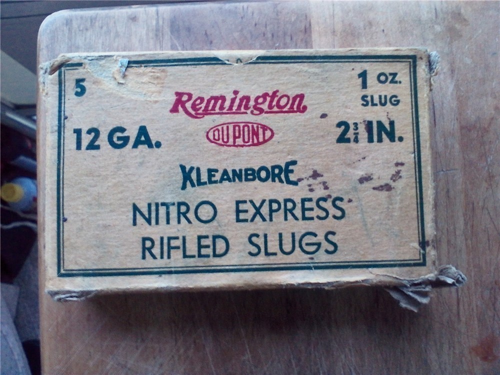 Vintage Remington 12 ga. Du Pont Kleanbore Nitro Express Rifled Slugs-img-0