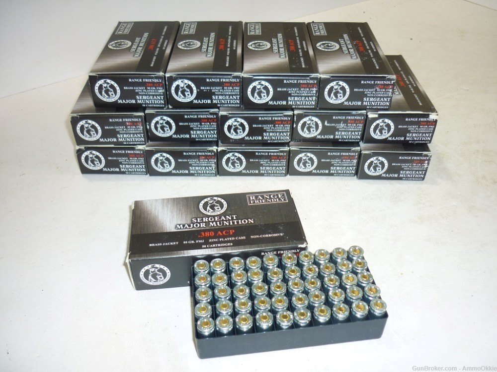 50rd - SEARGENT MAJOR - .380 ACP - Zinc Casings - 95gr FMJ - NON MAGNETIC-img-0