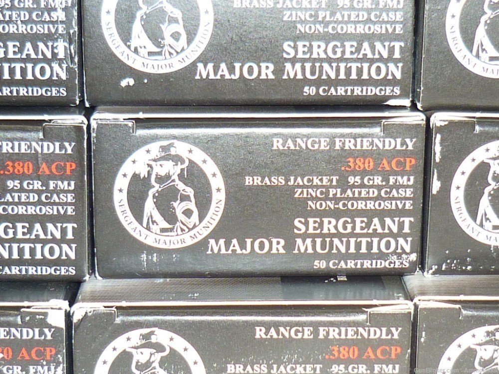 50rd - SEARGENT MAJOR - .380 ACP - Zinc Casings - 95gr FMJ - NON MAGNETIC-img-3