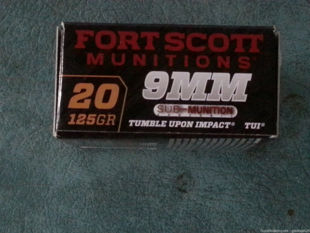  9MM Fort Scott Munitions -125gr Tumble Upon Impact TUI Box of 20-img-0