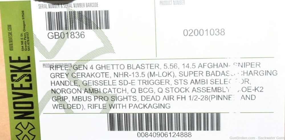 FACTORY NEW NOVESKE GEN 4 GHETTO BLASTER 5.56 NATO 14.5 SNIPER GREY RIFLE -img-6