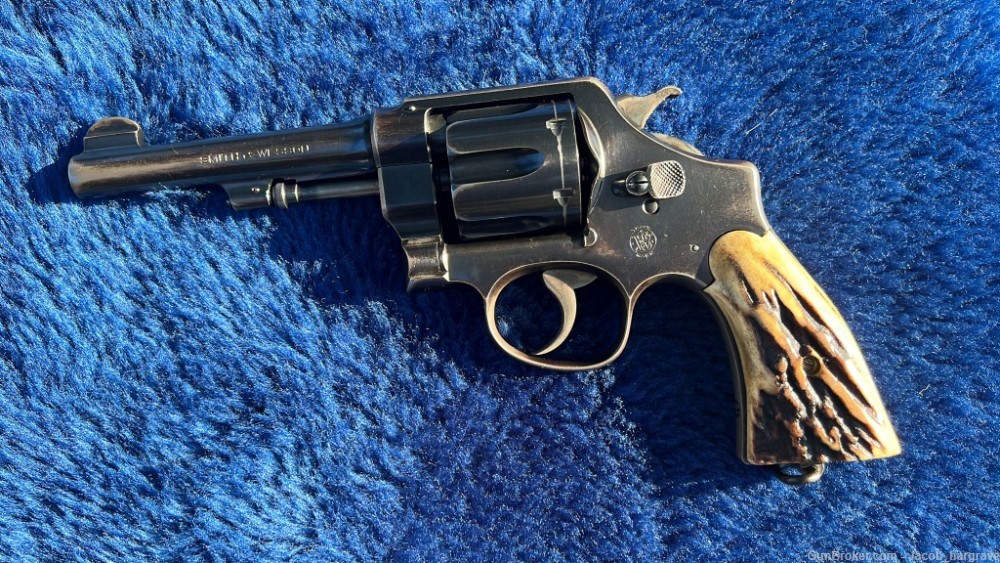 S&W 44 Hand Ejector (1927) w/ Letter and Original Stag Grips-img-0