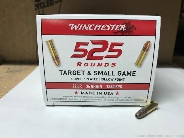 Winchester 22LR525HP 22LR 36gr HP 1050 Rounds-img-0