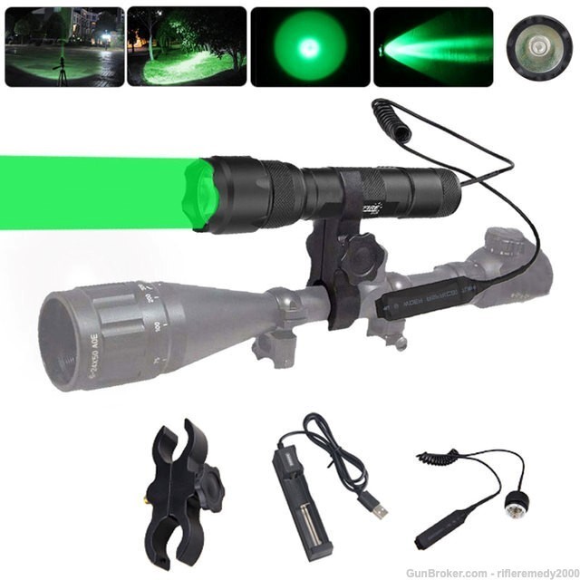 Green Flashlight Hunting Flashlight Flash Green Hunting Light Flash Light-img-0