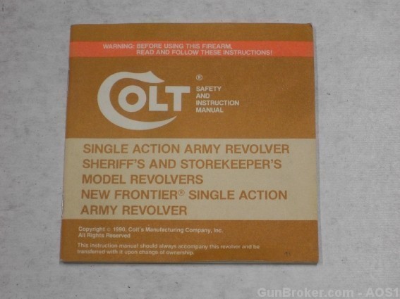 Original 1990 Colt Single Action Army Manual 94855-img-0