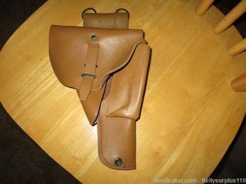 French MAB Tan Leather Holster 9mm, MAC P50, - Used-img-0