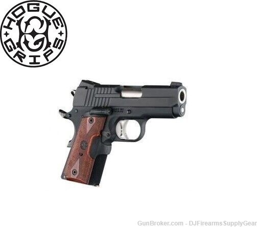 Hogue 1911 Officers Laser Enhanced Checkered Rose Wood Grips-img-1