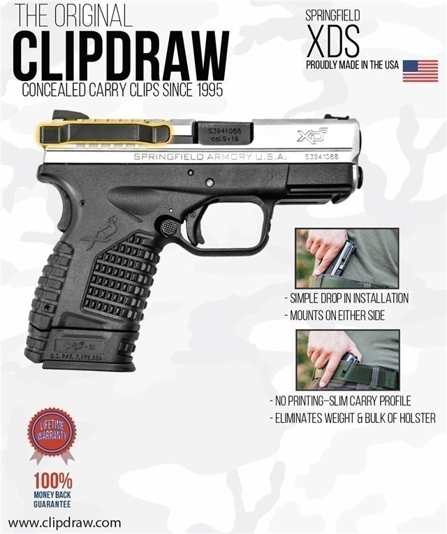 Clipdraw Belt Clip Springfield XDS & Mod 2 9/40/45-img-2