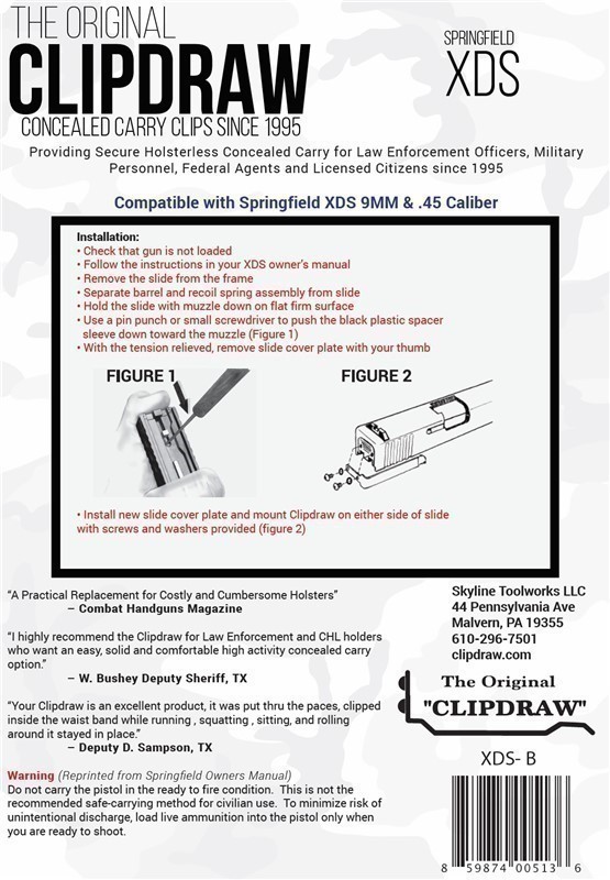 Clipdraw Belt Clip Springfield XDS & Mod 2 9/40/45-img-3