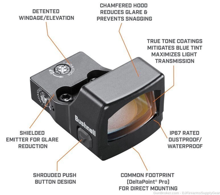 BUSHNELL RXS-250 MICRO REFLEX SIGHT 4MOA RED DOT OPTIC DELTA FOOTPRINT ...