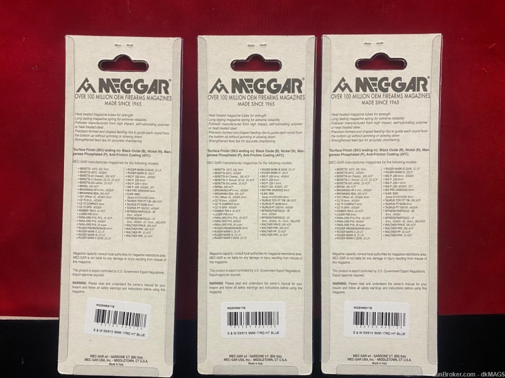 3 Mecgar Smith&Wesson 5900 Series Magazines For S&W 59 Or 915, 9mm 17Rds-img-3